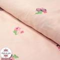 Tissu viscose fleurs brodées - rose