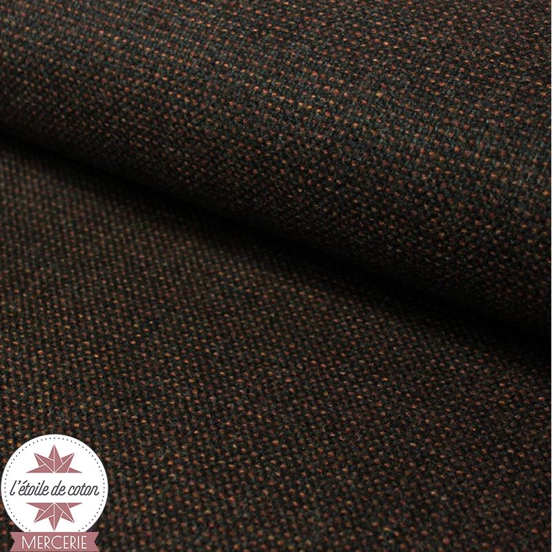 Tissu laine petits carreaux - brun/orange