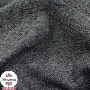 Jersey maille ajourée gris chiné