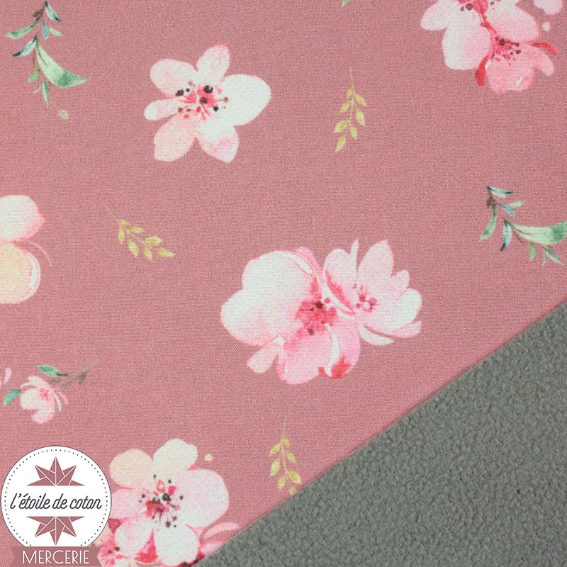 Tissu déperlant/Softshell "Cherry Blossom"rose by Poppy