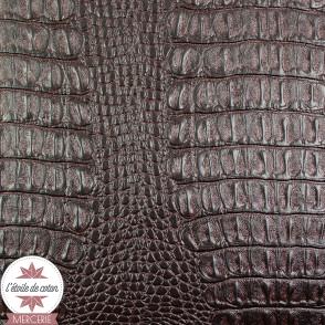Simili cuir Crocodile chocolat - coupon 50 x 70 cm