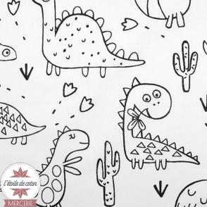 Tissu coton à colorier Dinosaures - Oeko-Tex