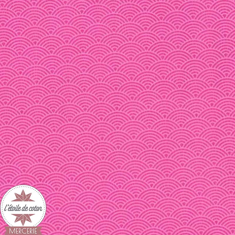 Simili cuir fin vagues rose clair/bubble gum - coupon 50 x 70 cm