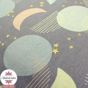 Tissu japonais Kokka - Lune & étoile - toile canvas