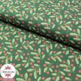 Tissu popeline de coton BIO - Mini fraisier sur fond vert