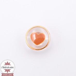 Bouton coeur orange - 11 mm