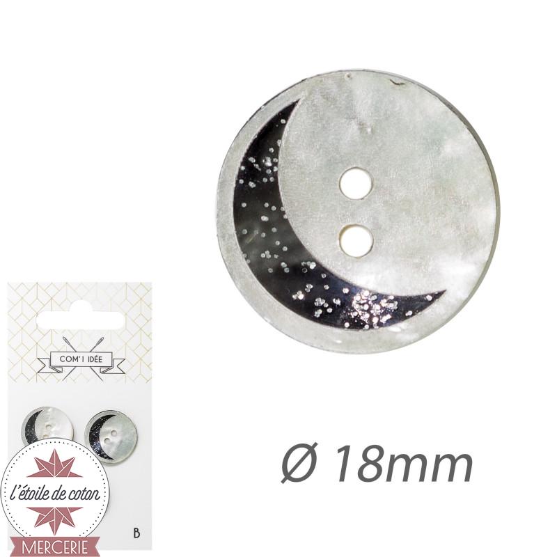 Lot 3 boutons - nacre lune marine 18 mm