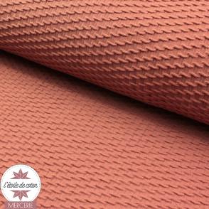 Tissu  Jacquard coton/polyester mini vagues - marsala - Oeko-Tex
