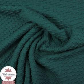 Tissu  Jacquard coton/polyester mini vagues - pétrole - Oeko-Tex
