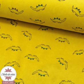 Tissu velours nicky Little Dinos by Poppy - moutarde - Oeko-Tex