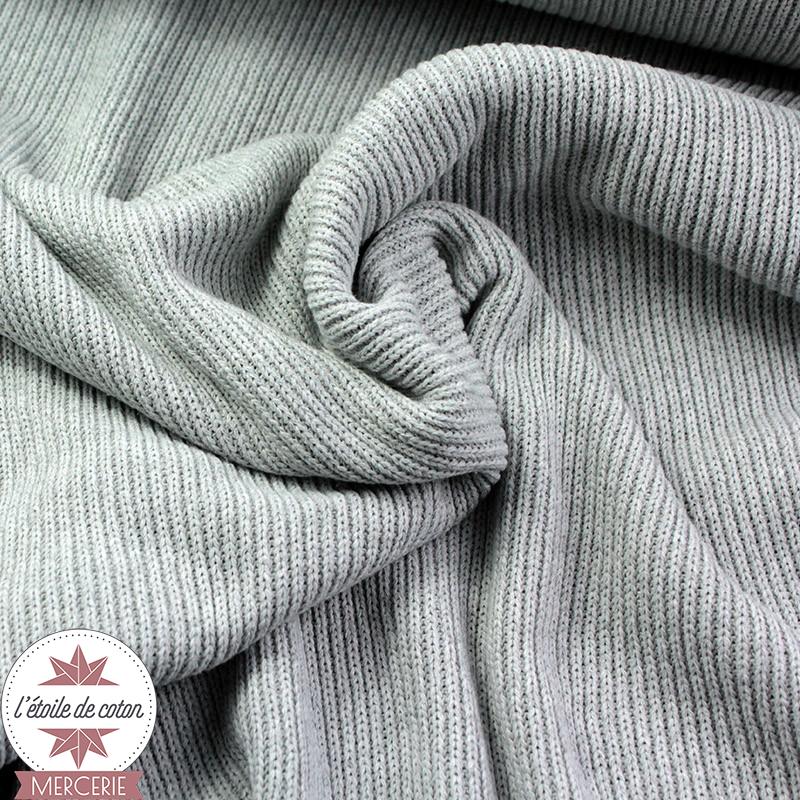 Tissu maille tricot en coton recyclé - gris perle