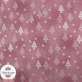 Popeline de coton "Christmas is Near" - sapins rose/argent