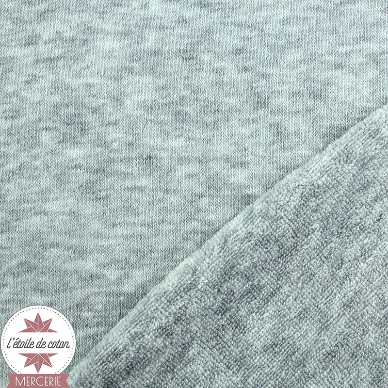 Tissu jersey éponge gris chiné - Oeko-Tex