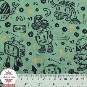 Tissu jersey Robot by Poppy - écru chiné