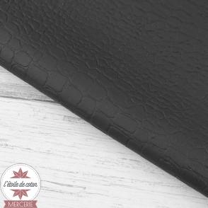 Simili cuir Croco noir mat - coupon 50 x 70 cm