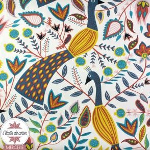 Toile de coton canvas In The Tropics gris anthracite by Poppy - Oeko-Tex