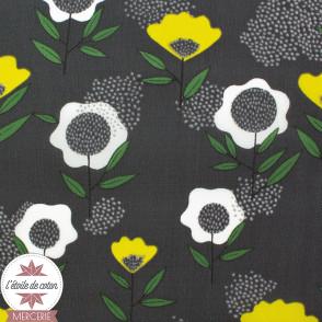 Tissu oxford Kokka en nylon imperméable - Color Art & Flower noir