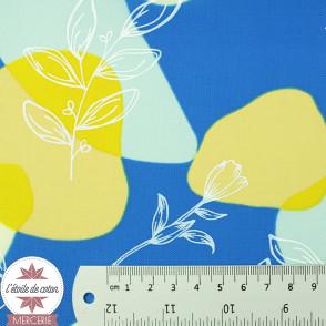 Tissu oxford Kokka en nylon imperméable - Color Art & Flower bleu