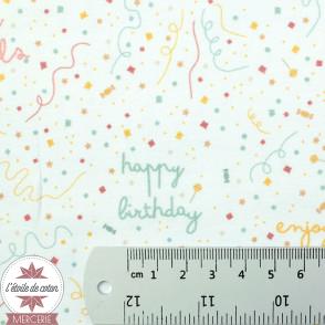 Tissu jersey Bio - Happy Birthday