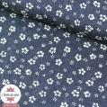 Tissu coton chambray Flower - bleu brut