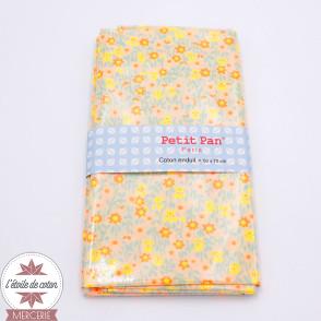 Coton enduit Petit Pan - Flower Power blanc - coupon de 50 x 70 cm