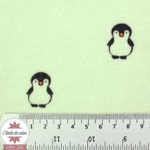 Tissu velours nicky Sweet Penguin by Poppy - menthe - Oeko-Tex