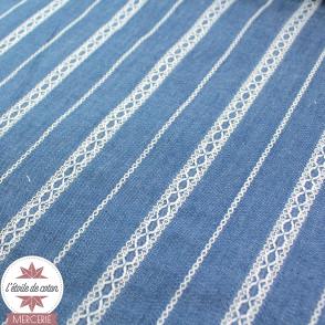 Tissu coton chambray Dentelle - light blue