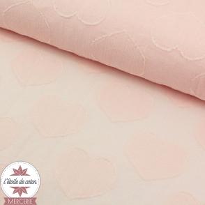 Tissu voile de coton cœurs - rose