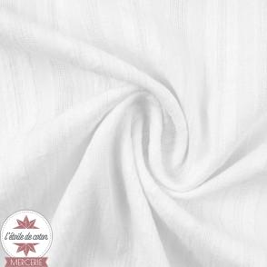 Tissu voile de coton brodé rayures - Oeko-Tex