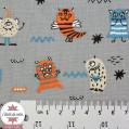 Tissu coton BIO - Monstres by Poppy - gris - Oeko-Tex