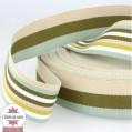 Sangle 40 mm - stripe double face - vert/beige