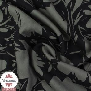 Tissu crêpe de viscose LENZING ECOVERO ™ - Floral Shade gris (Oeko-Tex)
