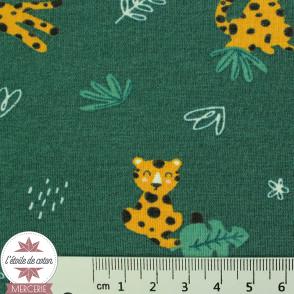 Jersey Sweet Leopard by Poppy - vert sapin - Oeko-Tex