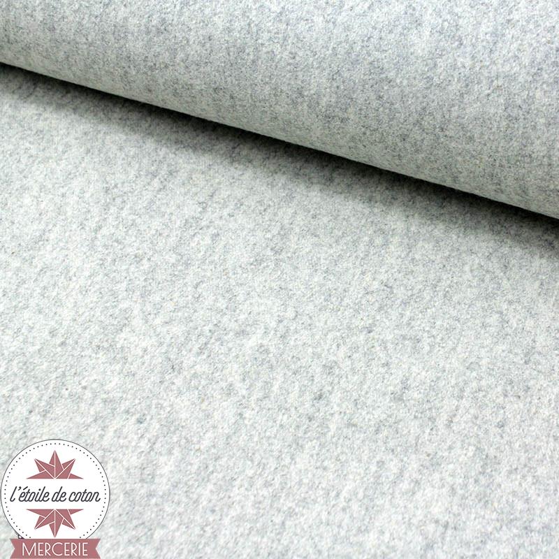 Tissu caban drap de laine gris chiné - 80% laine
