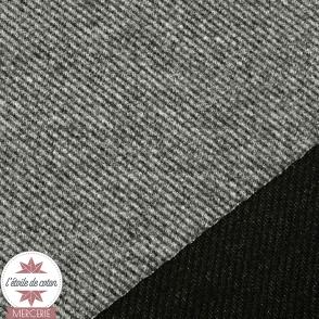 Tissu lainage polyester à fines rayures - gris anthracite