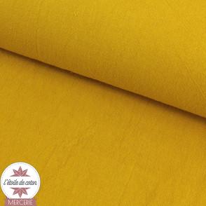Tissu coton lavé - jaune soleil
