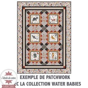 Popeline de coton collection "Water Babies - Tossed Stars