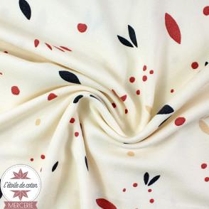 Tissu crêpe de viscose LENZING ECOVERO ™ - Petals blanc crème (Oeko-Tex)