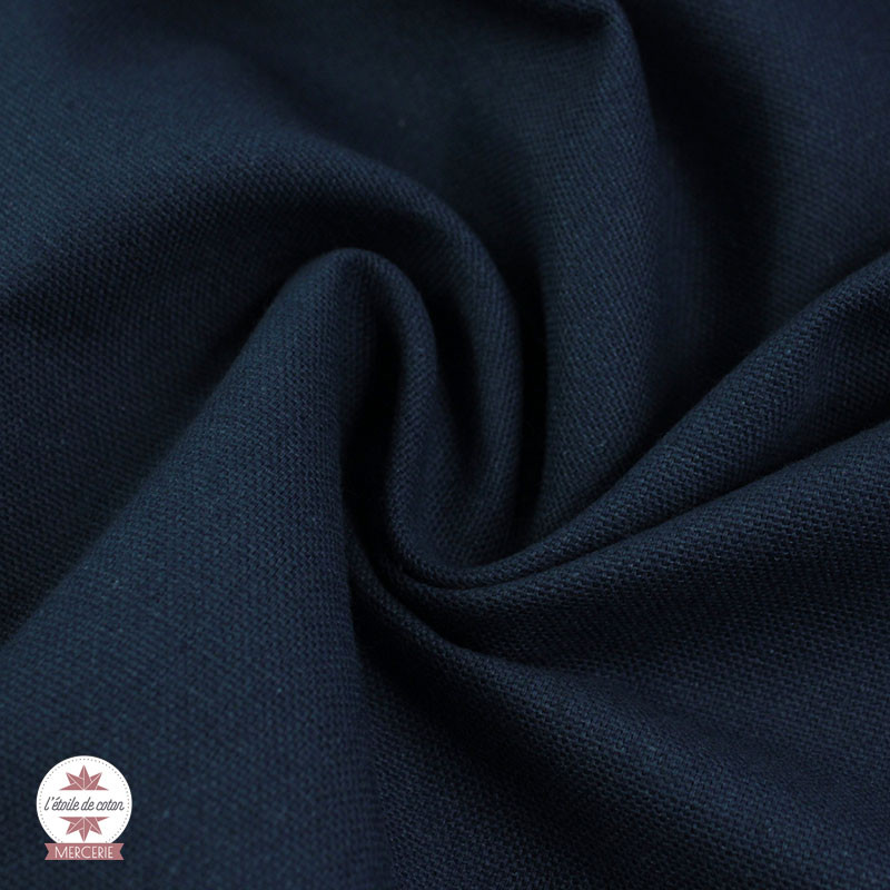 Tissu demi-natté de coton bleu marine - grande largeur 280 cm