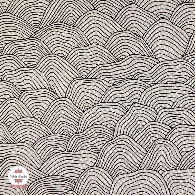 Tissu toile polycoton - Hand Drawn Wave 