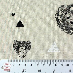 Tissu toile polycoton - Bear & Lion