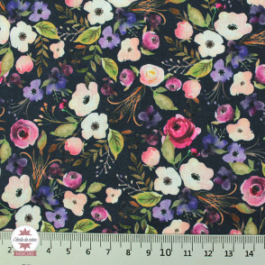 Popeline de coton Purple Flowers by Poppy - collection Digital - Oeko-Tex