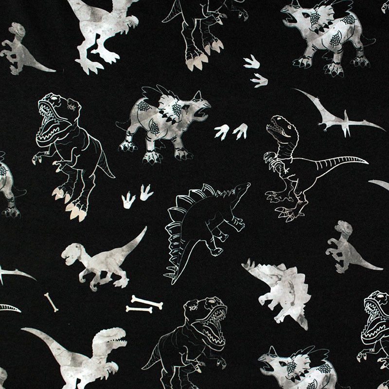 Tissu Softshell Dino noir by Poppy 