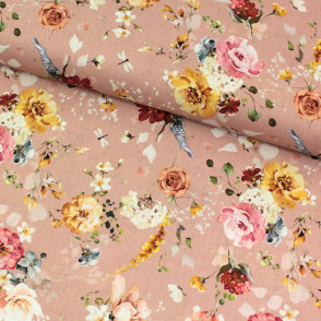 Popeline de coton Flowers vieux rose by Poppy - collection Digital 