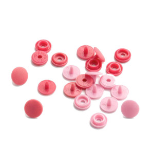 Lot de 36 mini boutons pression Prym - mix rose