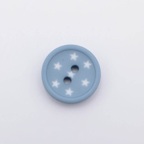 Bouton rond étoiles bleu ciel - 15 mm