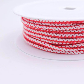 Cordon tricoté 4,5 mm - rouge et blanc