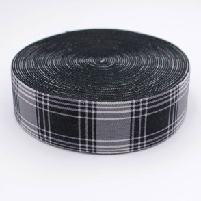 Ruban élastique carreaux gris/noir 40 mm