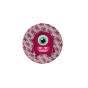 Bouton rond avec motif de monstre rose fushia