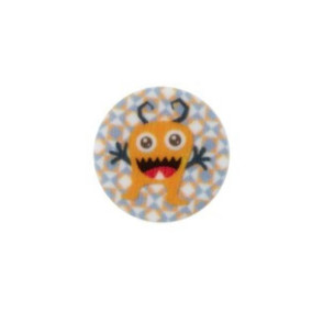 Bouton rond avec motif de monstre orange de 15 mm de diamètre